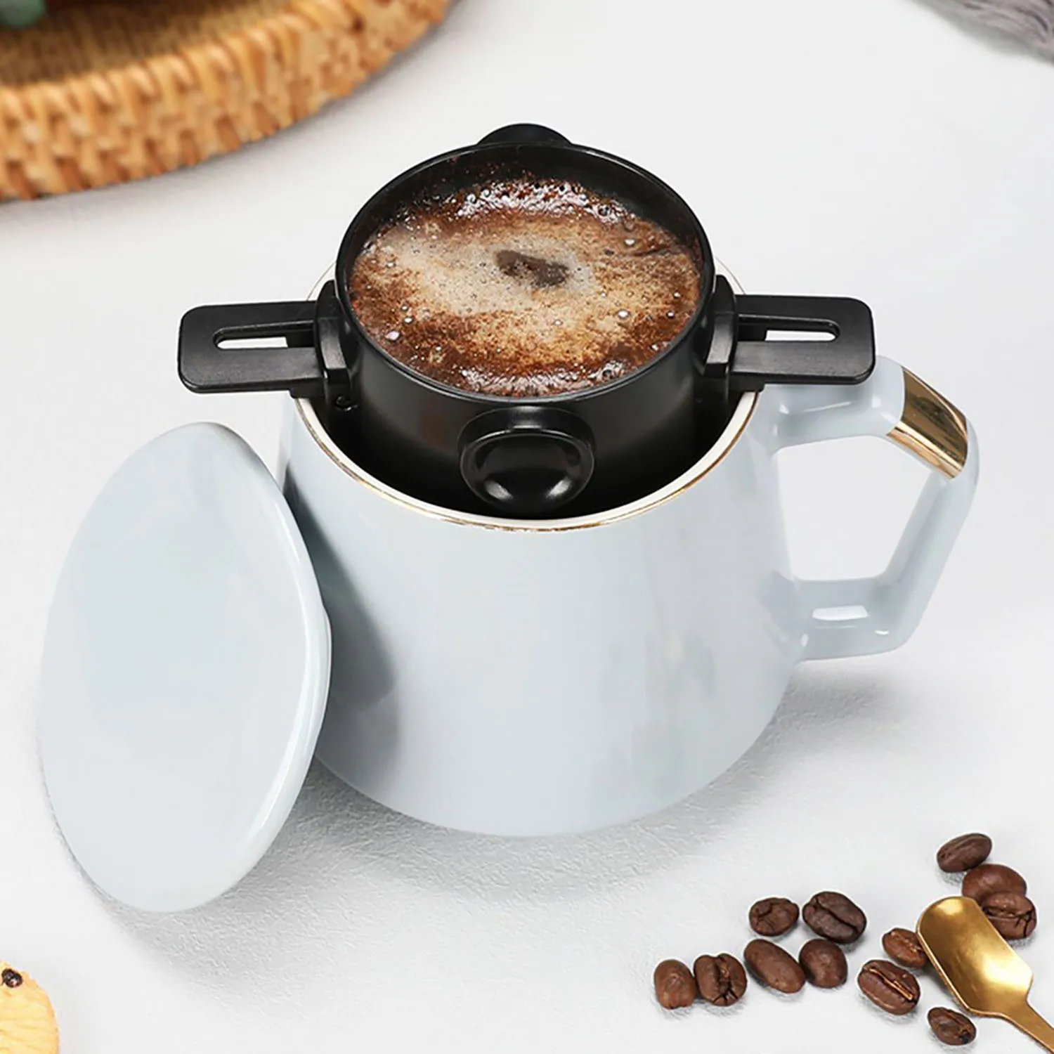 1 шт. Портативный фильтр для кофе с основанием, Складной Фильтр, подстаканник для капельниц, двухслойный фильтр для капельниц для кофе 1