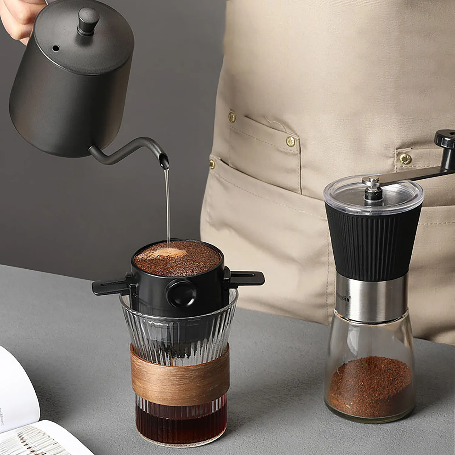 1 шт. Портативный фильтр для кофе с основанием, Складной Фильтр, подстаканник для капельниц, двухслойный фильтр для капельниц для кофе 3