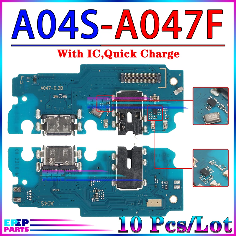 10 шт./лот, Usb Зарядное устройство, Порт, Гибкий кабель для Samsung Galaxy A03 Core A03S A13 A23 A33 A53 A04 A04E A04S A14, Зарядная плата 5G 5