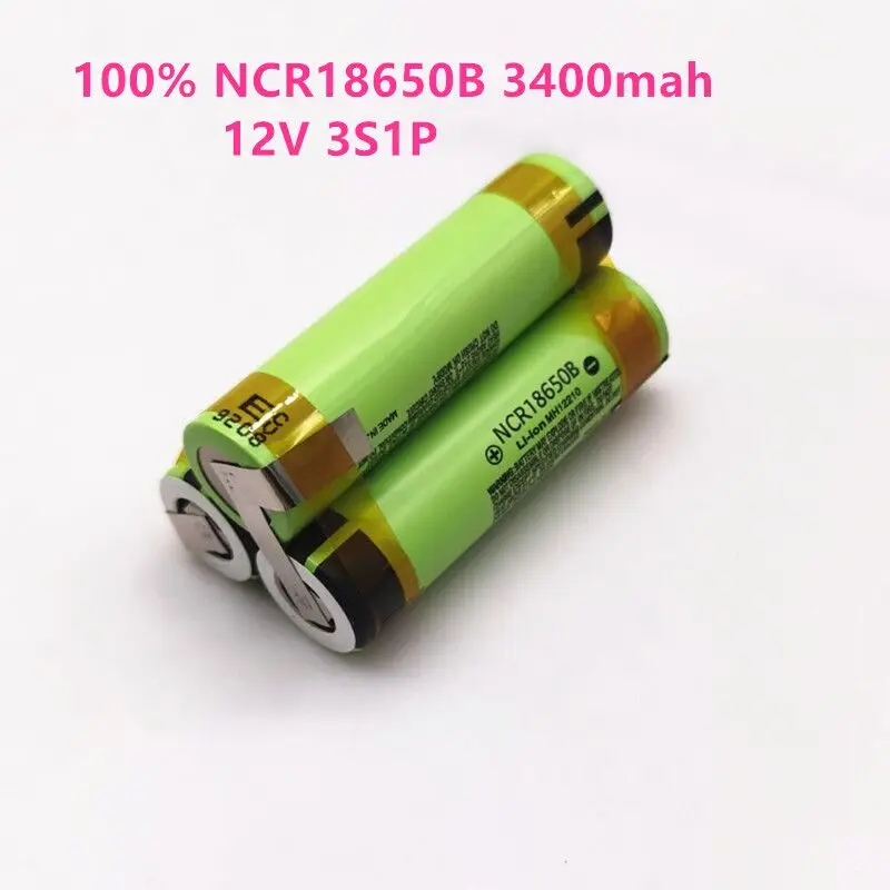 100% Оригинальный Аккумулятор NCR18650 34B 3400 мАч для 12 В Отверточной Батареи, Сварочной пайки, прокладки 3S1P, 12 В Аккумуляторной батареи (настроить) 0