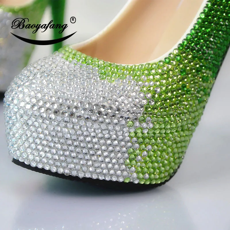 2019 г. Женские свадебные туфли зеленого цвета, модные свадебные туфли с кристаллами, милая обувь для подружки невесты 3
