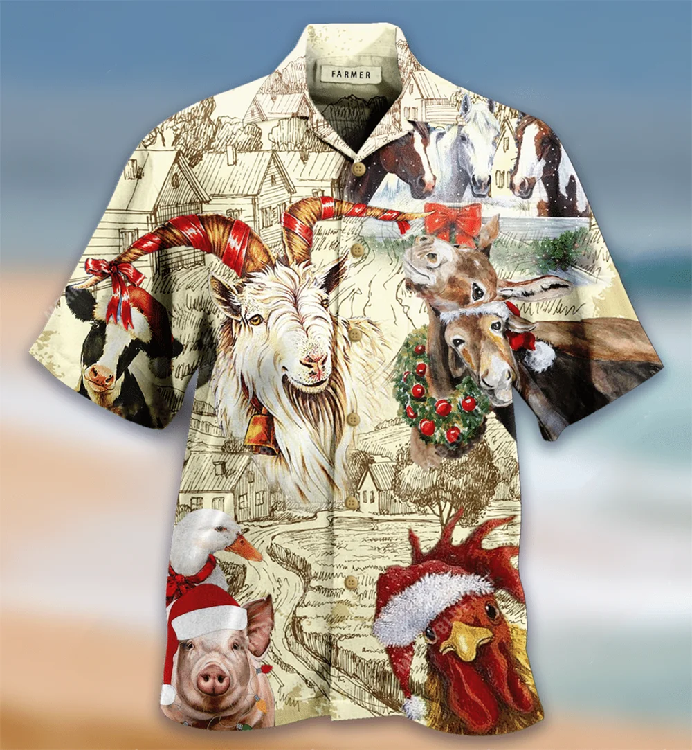 2022 Мужские Рубашки с коротким рукавом в Кубинском стиле, топ с Животным миром, мужские Гавайские рубашки с 3D принтом, летние каникулы, вечеринка, мужские 2