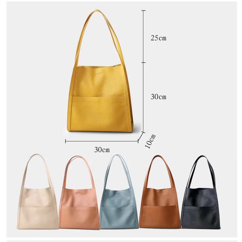 2022 Новая Женская сумка, Женские Роскошные сумки на плечо, Женская мягкая 100% воловья кожа, Нишевый дизайн, Сумка-тоут, сумка-ведро 3