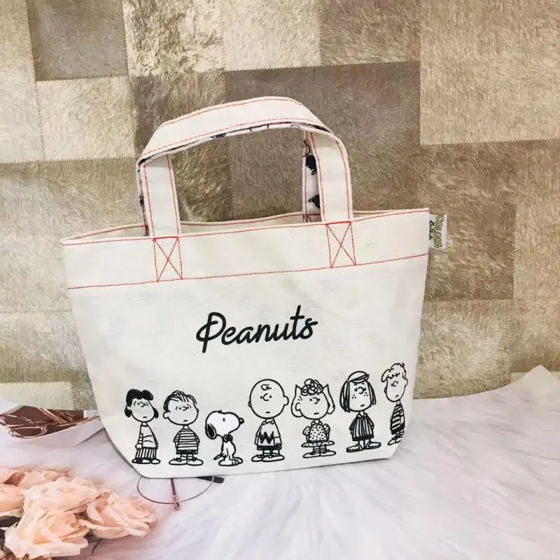 2023 Новая Сумочка Snoopy с мультяшным рисунком, сумка для хранения Бенто, сумка-тоут, Большая вместительная плюшевая игрушка в стиле Аниме Каваи, подарок на день рождения для девочки 1