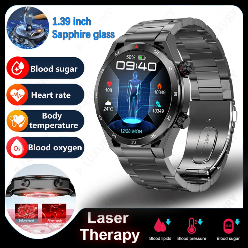 2023 Новый безболезненный неинвазивный уровень сахара в крови, Высококачественные умные часы для здоровья, температурный монитор для мужчин, женский браслет для сердечного ритма, здоровый браслет 0