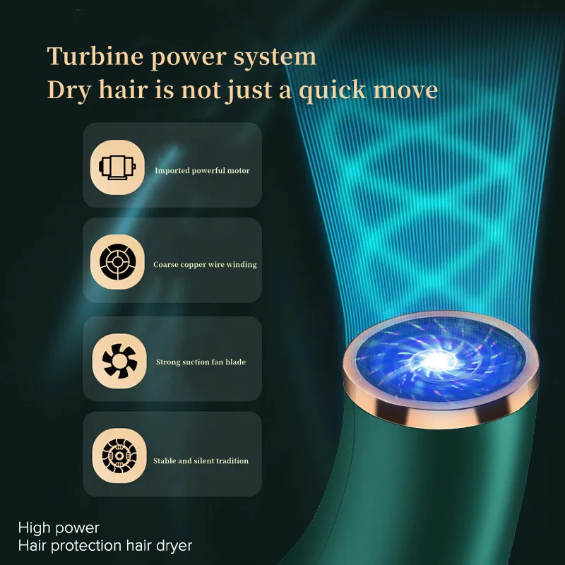 2023 Новый вертикальный широкоугольный фен для волос с высокой мощностью отрицательных ионов Синего света, Портативный Настенный бесшумный Домашний Парикмахерский фен для волос 5