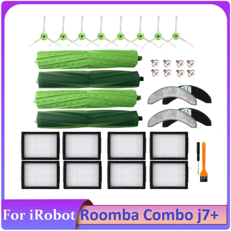 26 ШТ. Сменная Запасная часть для iRobot Roomba Combo J7 + Пылесос Резиновые щетки HEPA Фильтр Боковая щетка тряпка для швабры 0