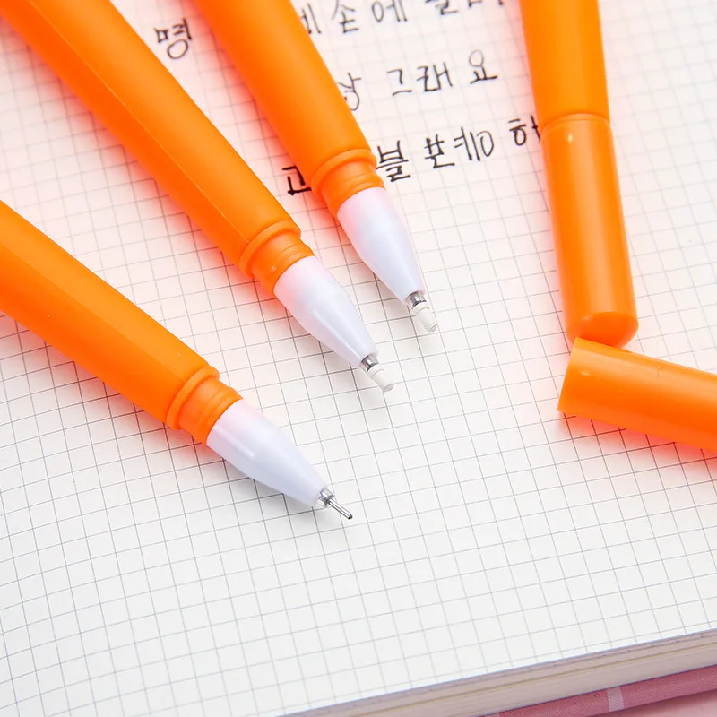 4 шт./компл., креативные мультяшные гелевые ручки с кроликом и Морковью, Ручка для подписи на экзамене, 0,5 мм, черная заправка, Школьные канцелярские принадлежности Kawaii 3