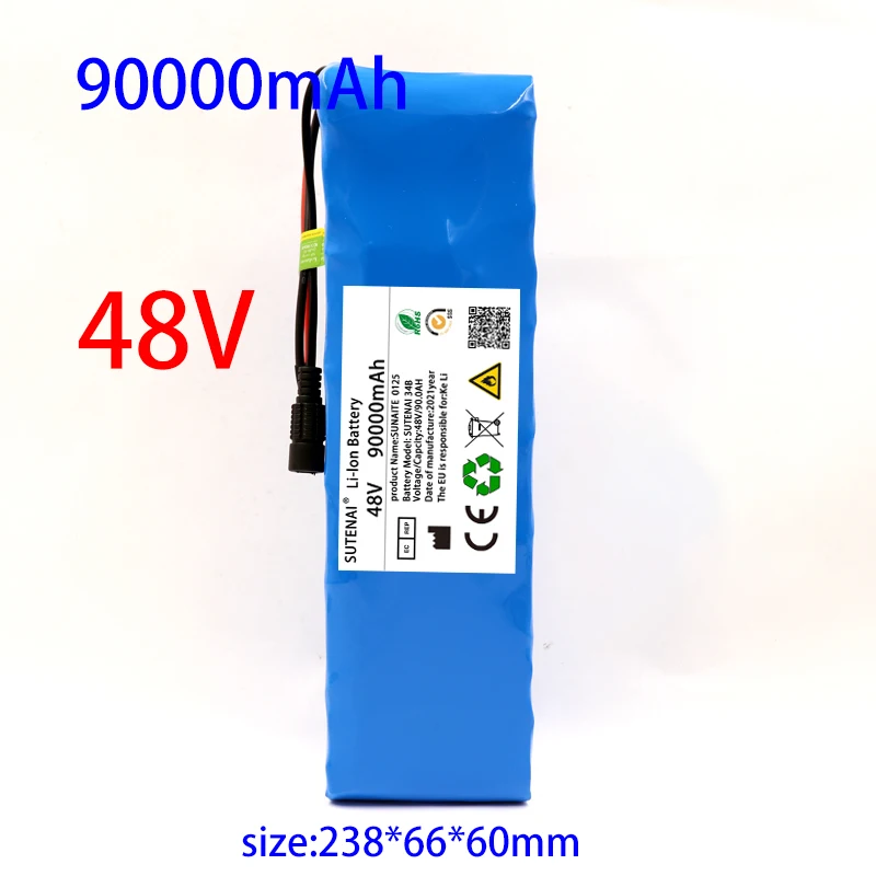 48v90ah 1000W 13s3p 48V 18650 литий-ионный аккумулятор для 54,6 V электровелосипеда-скутера с BMS + 54,6 V зарядное устройство + резервная батарея 1