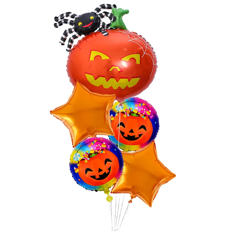 5 шт./компл. Украшения из воздушных шаров на Хэллоуин, Тыквенные Призрачные воздушные шары, Паук, Гелиевые воздушные шары, игрушки, Летучая мышь, Глобусы, Принадлежности для вечеринки на Хэллоуин 2
