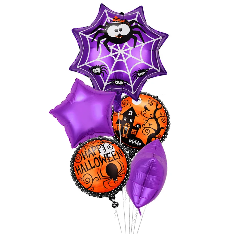 5 шт./компл. Украшения из воздушных шаров на Хэллоуин, Тыквенные Призрачные воздушные шары, Паук, Гелиевые воздушные шары, игрушки, Летучая мышь, Глобусы, Принадлежности для вечеринки на Хэллоуин 5