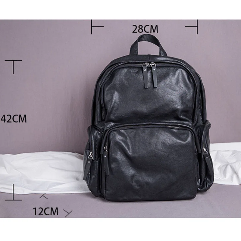 AETOO, рюкзак из натуральной кожи, мужская дорожная сумка большой емкости, сумка для компьютера из кожи растительного дубления, первый слой, повседневная воловья кожа 5