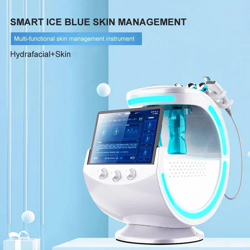 Analizzatore della pelle dello specchio magico blu ghiaccio professionale Oxygene Hydrafacial Machine ultrasuoni cura della pell 0