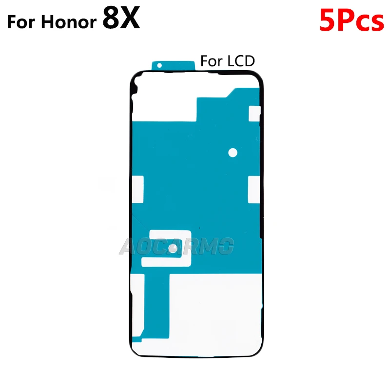 Aocarmo, 5 шт., клей для переднего ЖК-дисплея и задней крышки, наклейка на заднюю дверь, клейкая лента для Huawei Honor 8X, запасные части 2