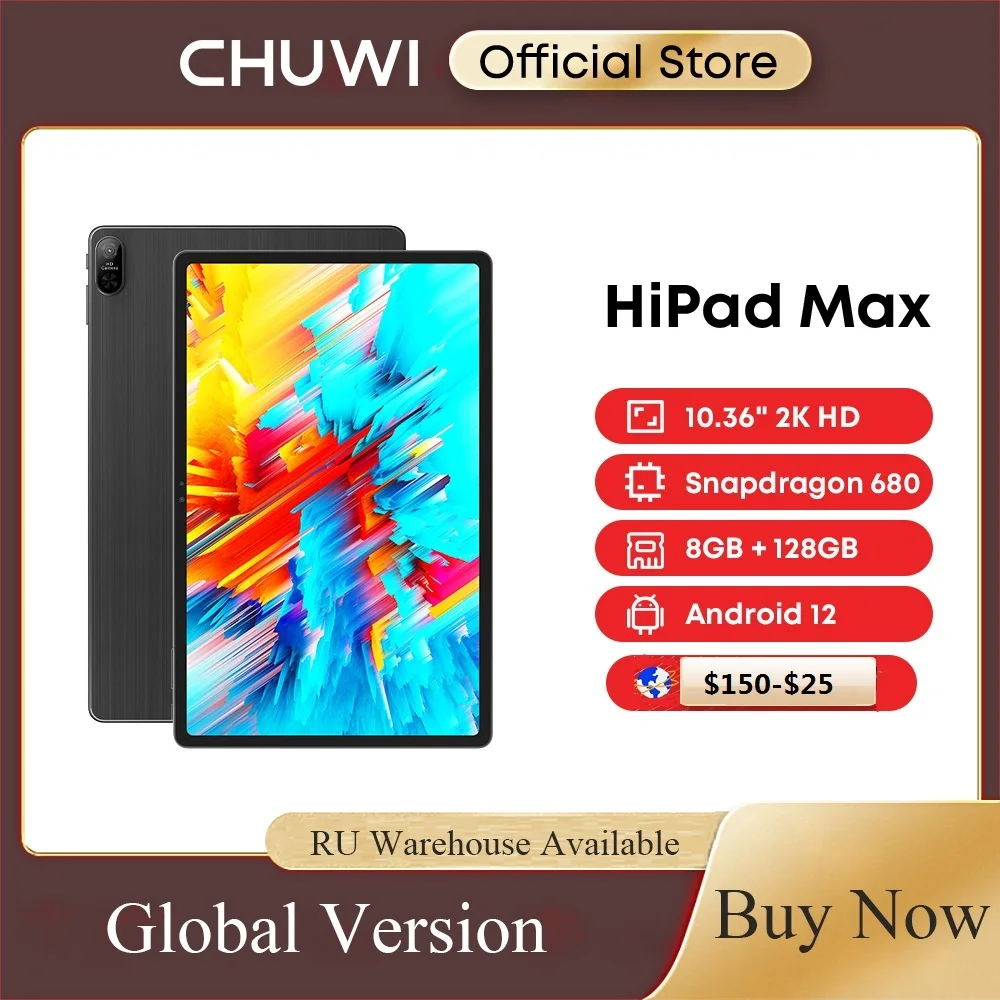 CHUWI HiPad Max 10,36-дюймовый полноэкранный дисплей Snapdragon 680 с восьмиядерным процессором 8 ГБ DDR4 128 ГБ ROM 4G LTE GPS Android 12 Планшетный ПК 0
