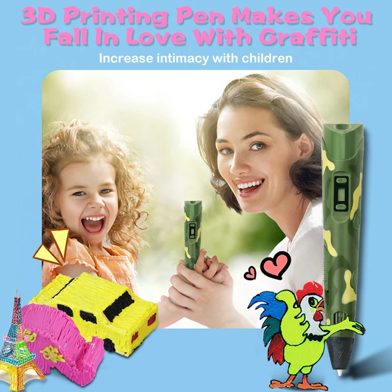 DIY 3D Ручка 3D Карандаш 3D Печатная ручка 1,75 мм PLA Нити 3D Ручки Со Светодиодным Экраном 3D Ручка Для Рисования Для Детей На День Рождения Рождественский Подарок 2