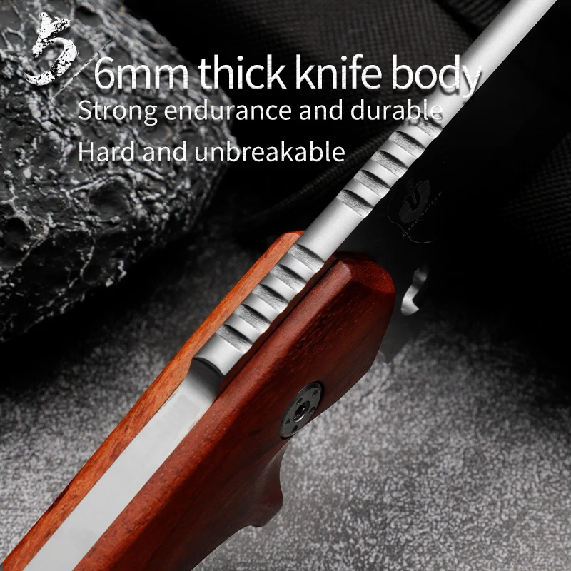 HUANGFU Фиксированный нож Кемпинг охотничий нож с ручкой из сандалового дерева CPM530V лезвие Тактический нож для выживания в дикой природе EDC инструмент открытый нож 5