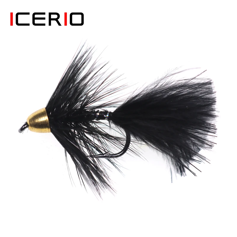 ICERIO 6 шт. латунные конусообразные головки, шерстяные растяжки, крючок для завязывания мух, приманка для ловли форели, приманка для ловли нахлыстом 0