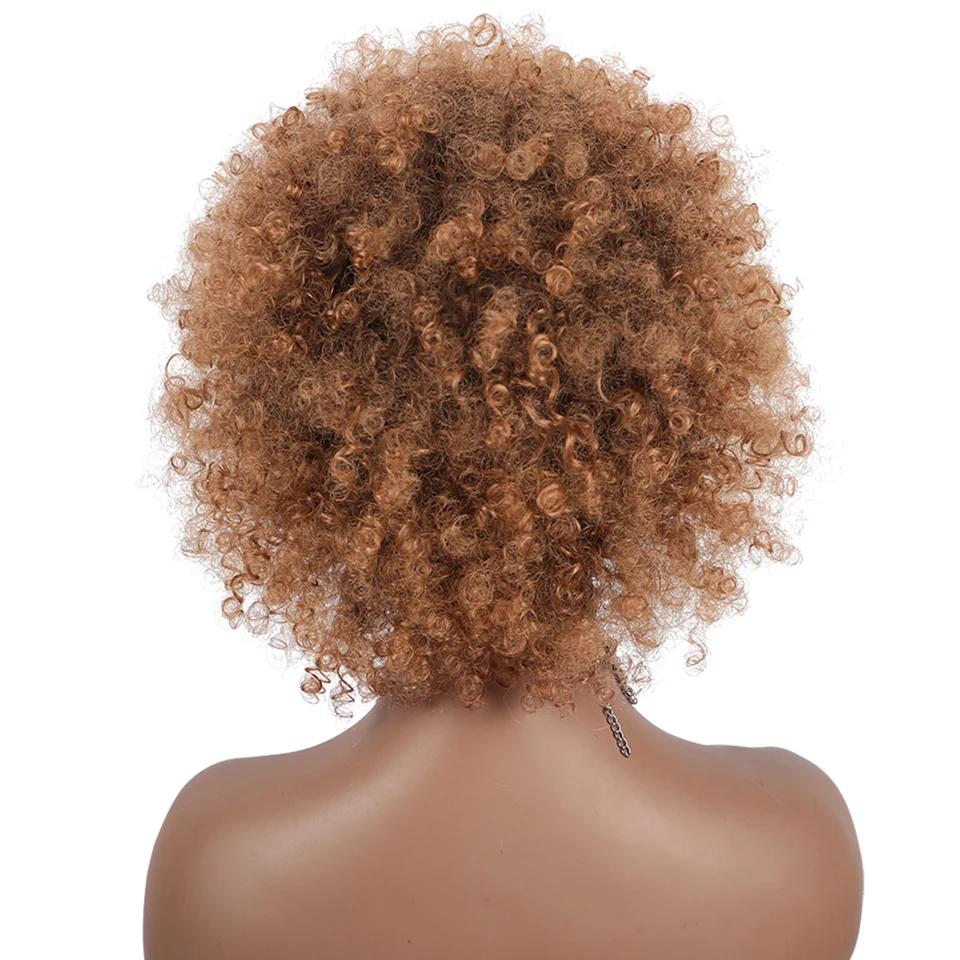 I's a wig Короткие афро-кудрявые коричневые синтетические парики для женщин Темно-коричневые натуральные парики для ежедневного использования из термостойкого волокна 1