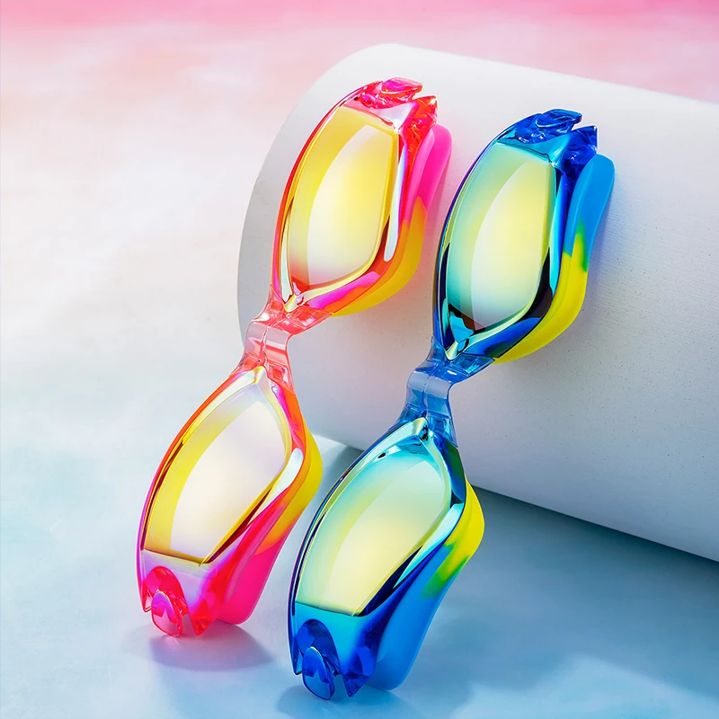 JSJM Профессиональные красочные детские силиконовые очки для плавания, Противотуманные УФ-очки для плавания, Водонепроницаемые силиконовые очки для плавания для детей 5