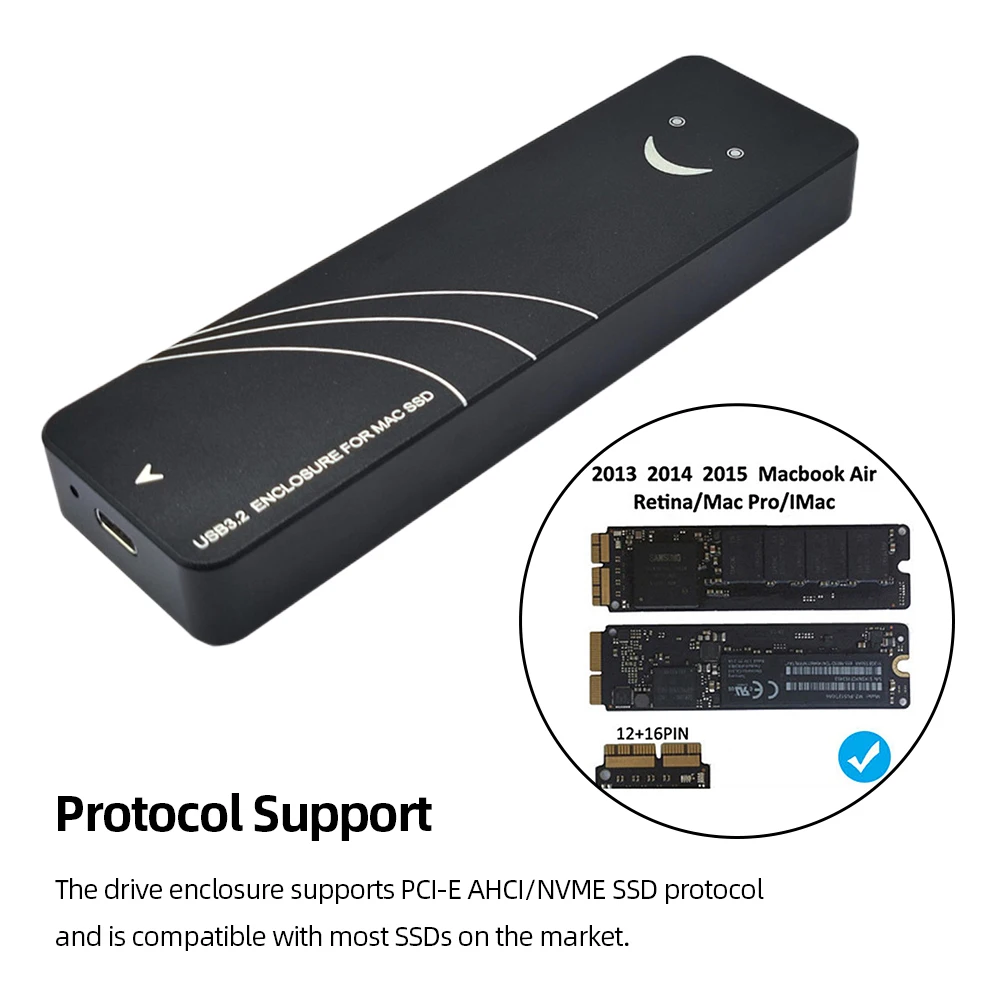 M.2 SSD Корпус NVME M2 SSD Чехол Адаптер Для Apple Macbook Air Pro Retina 2013 2014 2015 2016 2017 USB 3,2 для MAC M.2 Box 1