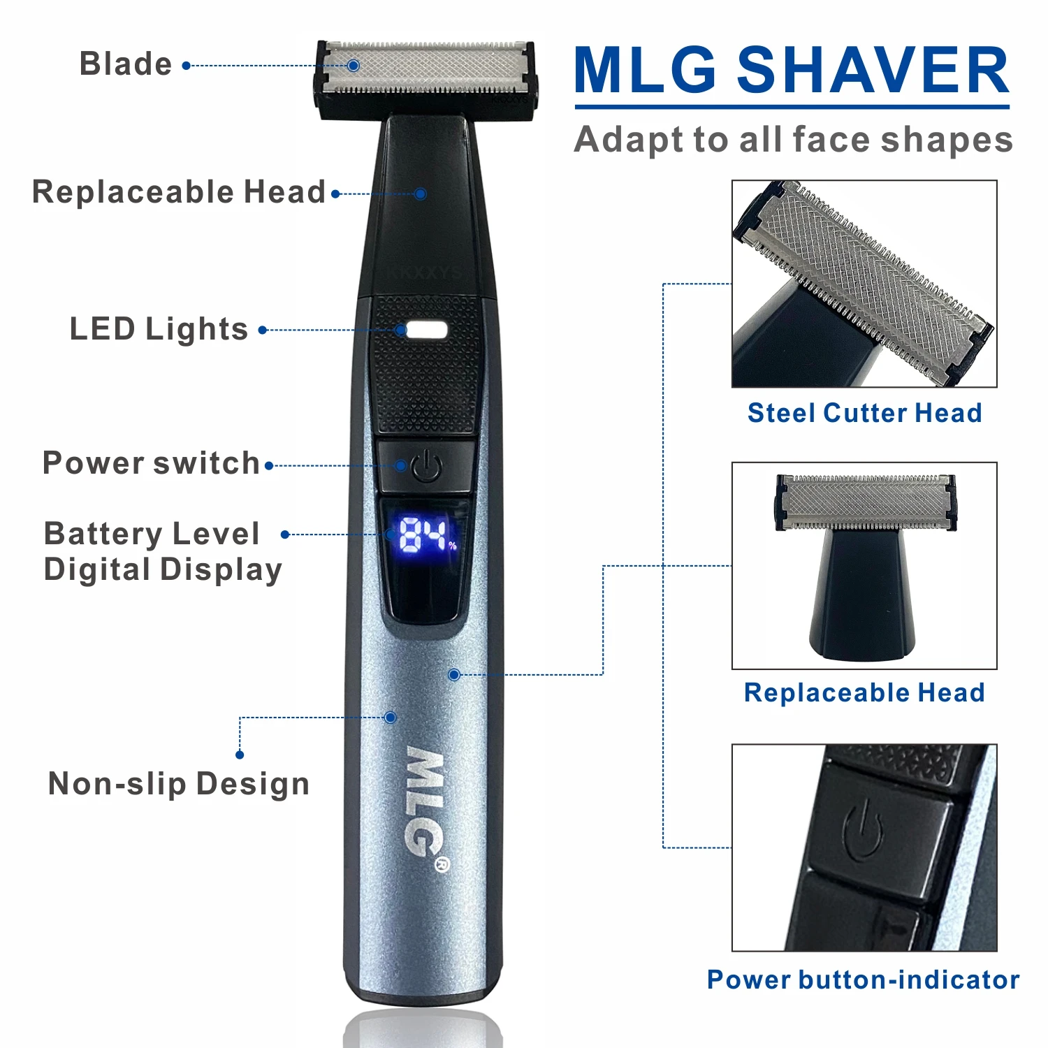 MLG LT-185 Водонепроницаемая электрическая бритва: 1 мм, направляющая расческа 3 мм для придания формы волосам на лице, обрезка волос от частного лица, бритва с одним лезвием 1
