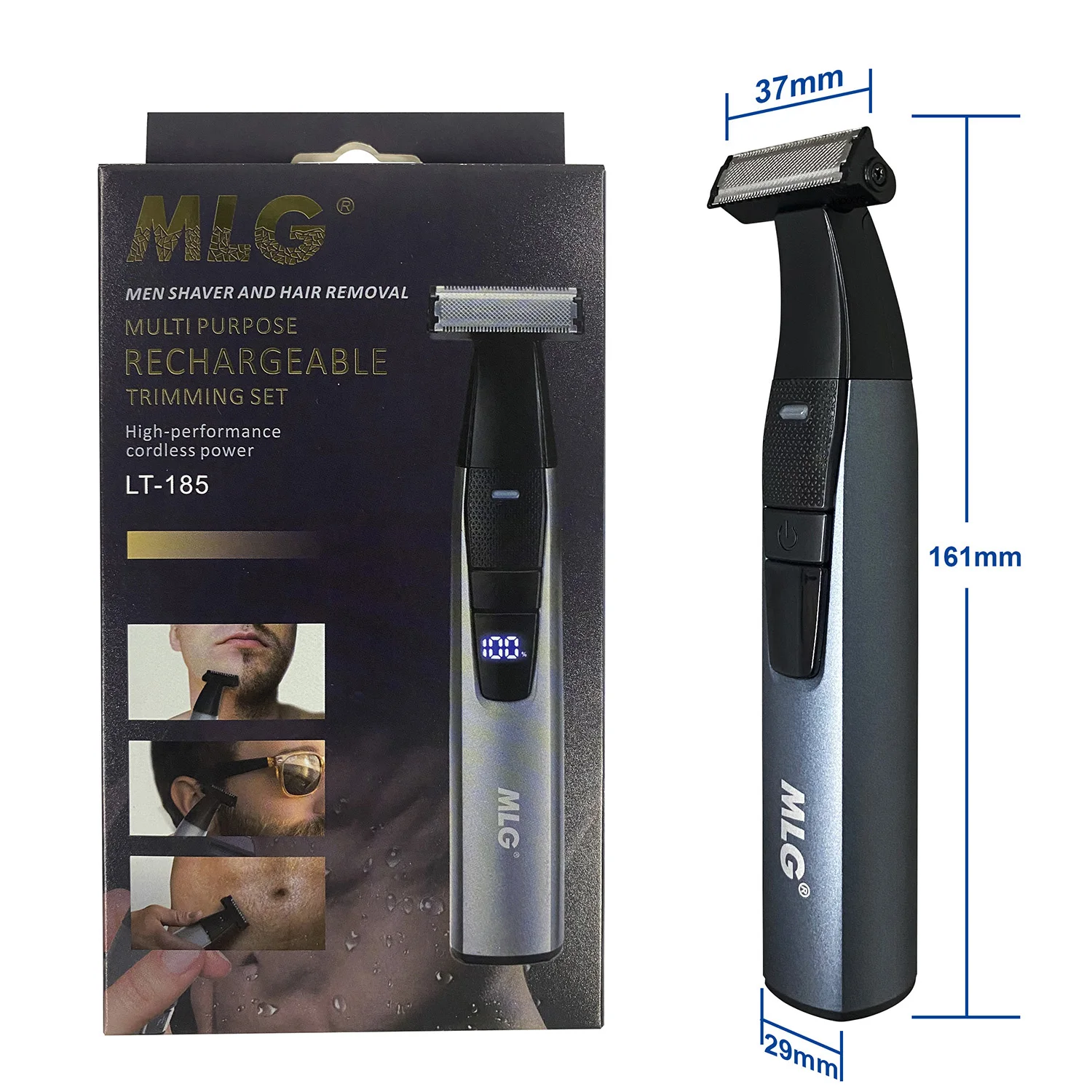 MLG LT-185 Водонепроницаемая электрическая бритва: 1 мм, направляющая расческа 3 мм для придания формы волосам на лице, обрезка волос от частного лица, бритва с одним лезвием 2