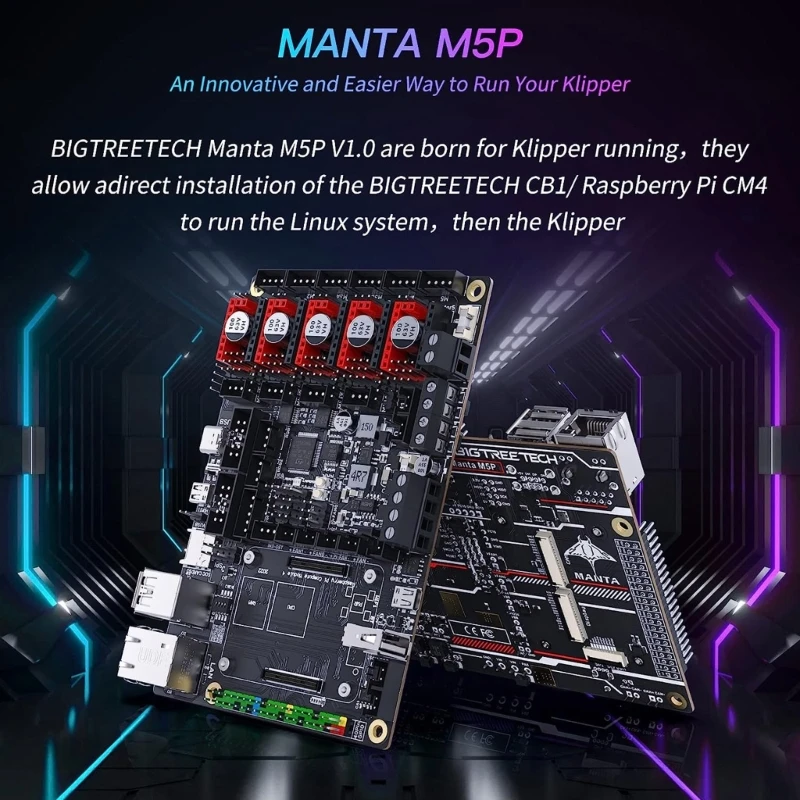 Manta M5P V1.0 32-Битная плата управления Поддерживает 5 Шаговых драйверов TMC2209 TMC5160, работающих для системы Klipper 3D принтер Accs 0