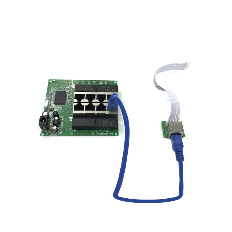 OEM PBC 8-портовый Гигабитный коммутатор Ethernet 8-Портовый met 8-контактный разъем 10/100/1000 m концентратор 8-портовый разъем питания Печатная плата OEM schroef gat 0