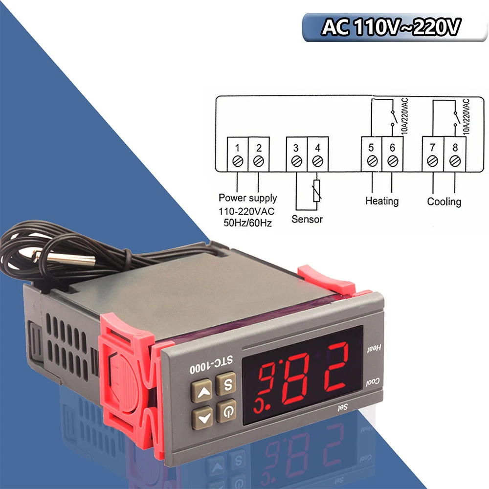 STC-1000 STC 1000 12 В 24 В 220 В СВЕТОДИОДНЫЙ Цифровой Термостат для Инкубатора Регулятор Температуры Терморегулятор Реле Нагрева Охлаждения 1