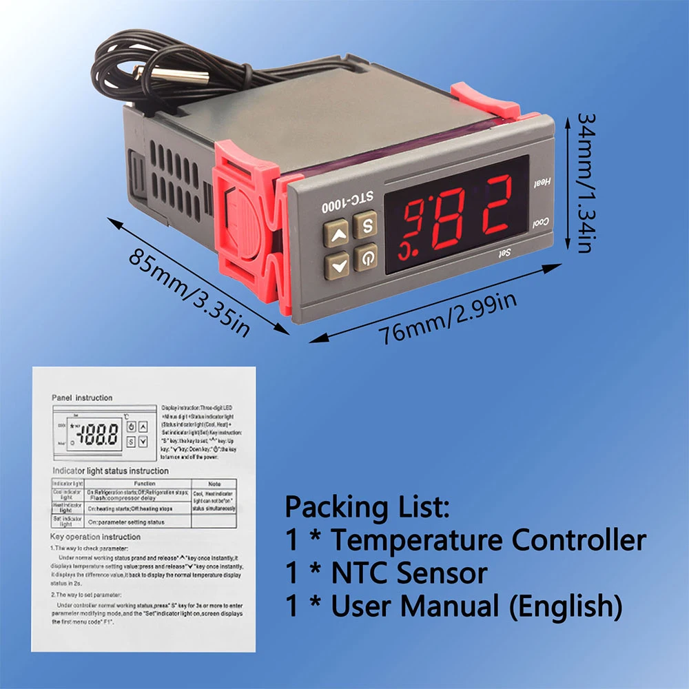 STC-1000 STC 1000 12 В 24 В 220 В СВЕТОДИОДНЫЙ Цифровой Термостат для Инкубатора Регулятор Температуры Терморегулятор Реле Нагрева Охлаждения 2