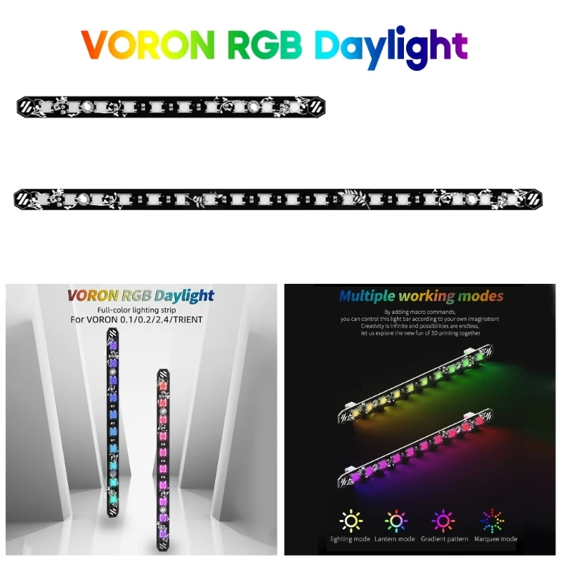 WS2812B-светодиодная панель RGB для Voron 0.1/0.2/2.4 Светодиодная панель 5V RGB -многорежимные цветные светодиодные полосы с 3P-концами XH2.54 3