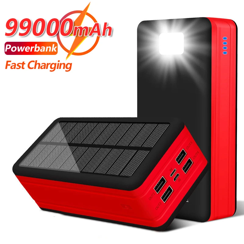 Xiaomi Mijia 99000mAh Солнечный power bank Большой Емкости chaeger Портативный 4USB Внешний аккумулятор для путешествий на открытом воздухе для iPhone13 13pro 1
