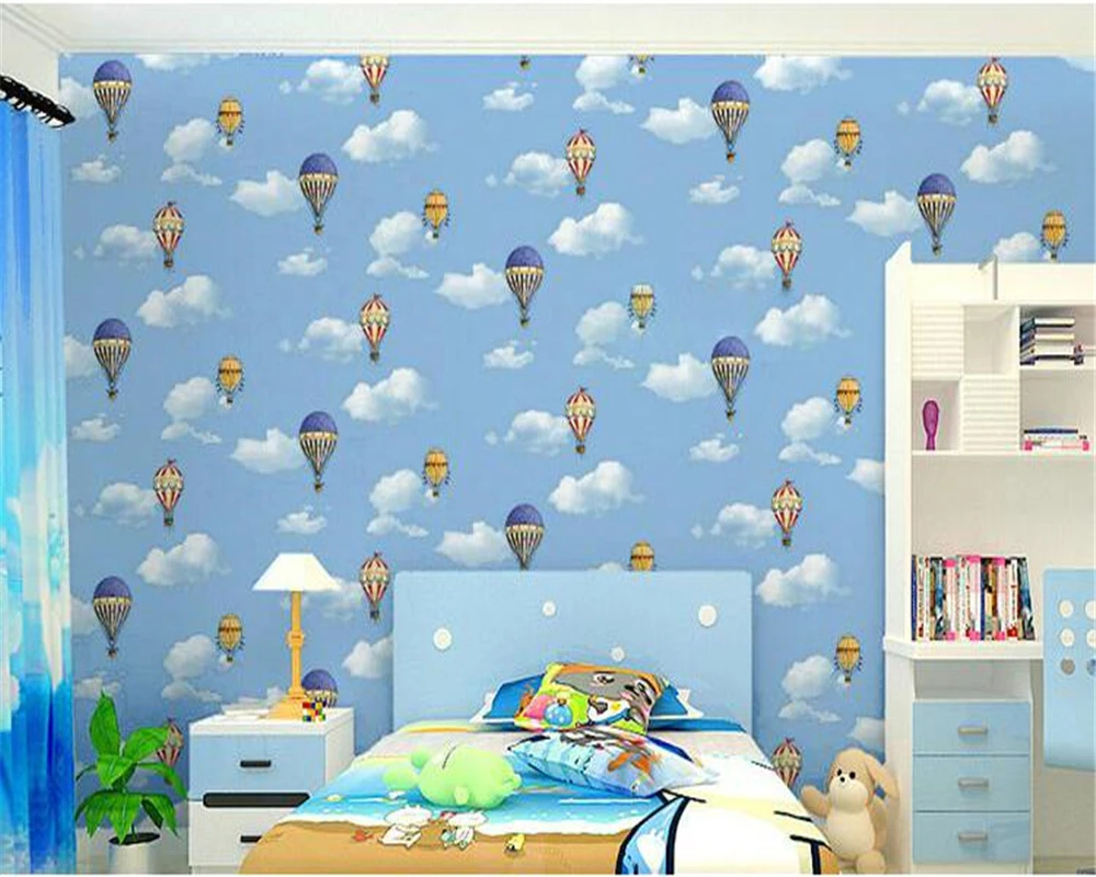 beibehang Экологическая индивидуальность детская комната прекрасные обои в средиземноморском стиле сине-белое небо с воздушным шаром 3D обои 0