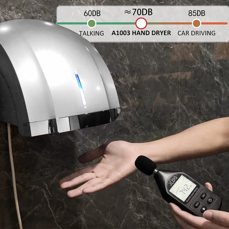 interhasa! Коммерческая ручная сушилка Электрическая Компактная сенсорная Автоматическая сушилка для рук Высокоскоростной воздушный стеклоочиститель 1800 Вт для ванной комнаты 2