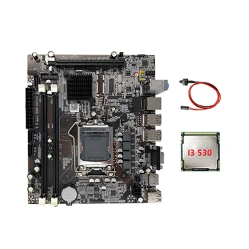 Материнская плата H55 LGA1156 Поддерживает процессор серии I3 530 I5 760 с памятью DDR3 Материнская плата компьютера + процессор I3 530 + Кабель переключения