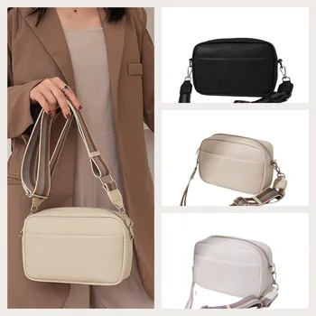 Тренд 2023 года, Корейские однотонные сумки через плечо из искусственной кожи для женщин, Трендовые Повседневные сумки, Модные сумки с широкими ремешками