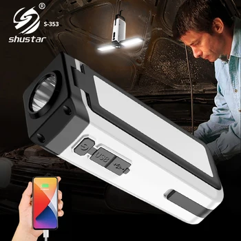 Мощный светодиодный фонарик, складной фонарь для кемпинга, USB перезаряжаемый фонарь для рыбалки на открытом воздухе, водонепроницаемый с крючком, ремонтный фонарь