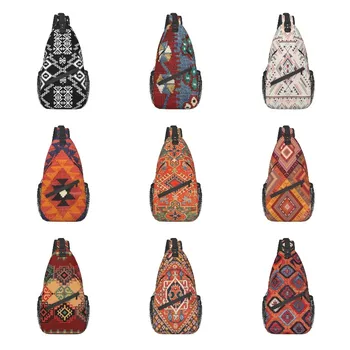 Модные черно-белые сумки-слинги Aztec Kilim для мужчин, Геометрический Этнический художественный Нагрудный рюкзак через плечо