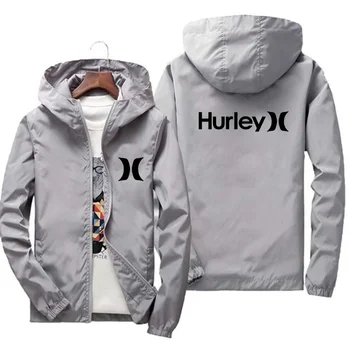 2022 Весна/Осень Модный бренд Hurley, Мужская куртка-бомбер с капюшоном, хип-хоп, Толстовка Оверсайз, Тонкая куртка на молнии, Спортивный тренч, пальто
