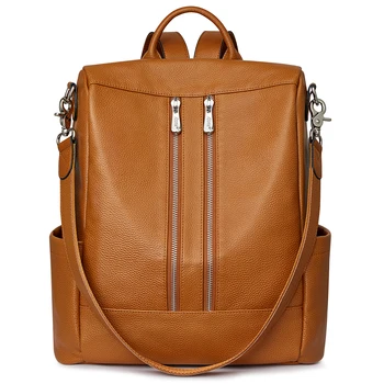 Женский Рюкзак-кошелек из натуральной кожи S-ZONE, модный противоугонный рюкзак, женская школьная сумка на плечо среднего размера