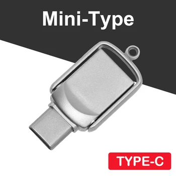 Мини-USB-флеш-накопитель TYPE-C 64 ГБ, бесплатный брелок для ключей, 32 ГБ, Креативные бизнес-подарки, карта памяти, бесплатный пользовательский логотип, флешка