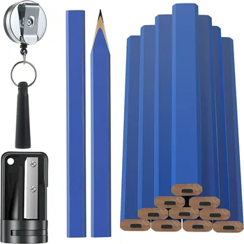 Карандаш для разметки древесины с точилкой для карандашей и силиконовым выдвижным держателем ручки для инструментов для разметки древесины