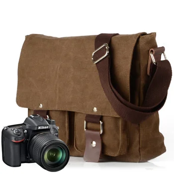 Сумка через плечо для путешествий на открытом воздухе, ретро-холщовая сумка через плечо, сумка для фотосъемки Canon, сумка для зеркальной фотокамеры Sony