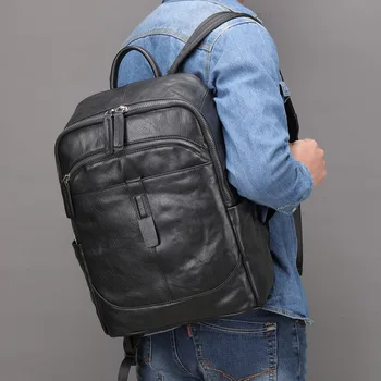 Новый мужской кожаный рюкзак EUMOAN, простая легкая дорожная сумка для бизнеса и отдыха, большая вместительная сумка для компьютера, школьная сумка из воловьей кожи, tide