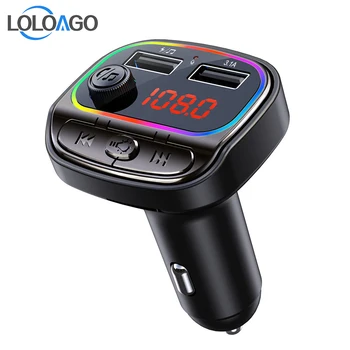 LOLOAGO FM-передатчик Красочный Свет TF-карта U-Диск Музыкальный MP3-плеер USB Автомобильное Зарядное Устройство Громкая связь Bluetooth-совместимый Автомобильный комплект 5.0