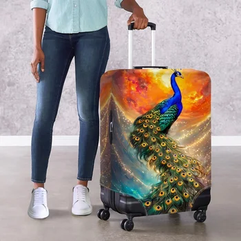 Twoheartsgirl Модные эластичные чехлы для багажа с павлином, защита от царапин, прочный аксессуар для путешествий, пылезащитный чехол для чемодана