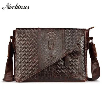Norbinus Мужские сумки через плечо, сумка из крокодиловой кожи, Деловые сумки-Мессенджеры, Мужские Кожаные сумки, Клатч для Мужчин