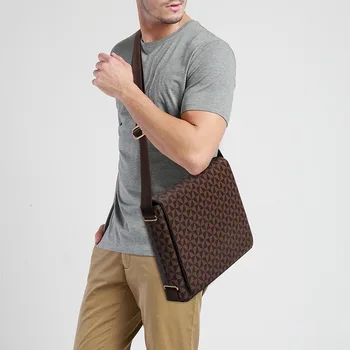 Мужская сумка через плечо с клапаном, Модная мужская сумка через плечо, Горизонтальный повседневный портфель для компьютера, деловая сумка в клетку с принтом
