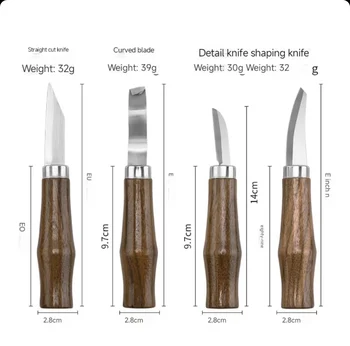 KUNLIYAOI Круглая ручка нож для резьбы по дереву из грецкого ореха, инструмент с резным рисунком, нож для резки дерева, нож для выскабливания древесины, деревообработка